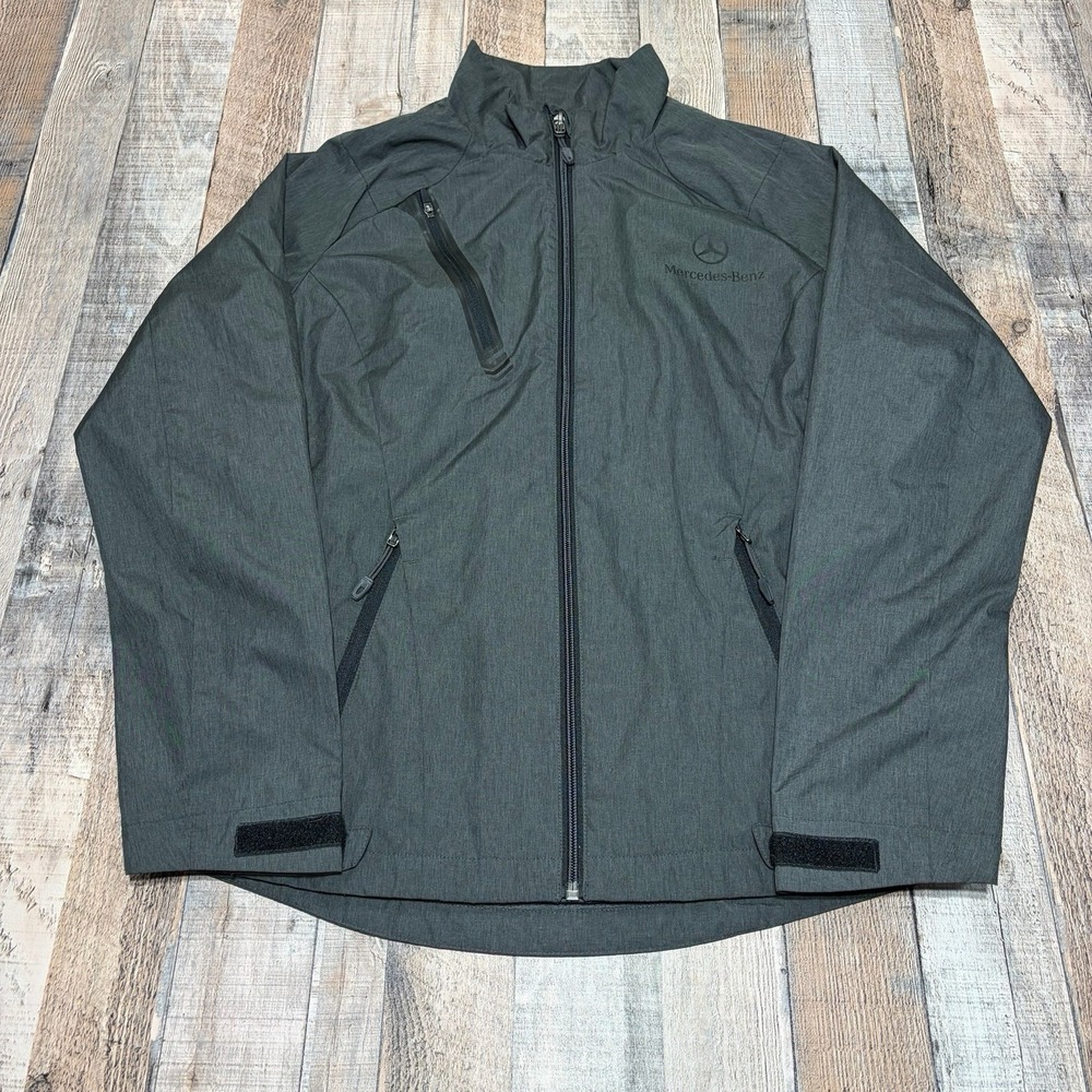 Mercedes Benz Men's Small Gray Full Zip Jacket Windbreaker Racing Vented